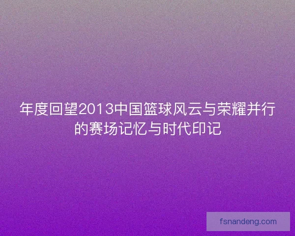 年度回望2013中国篮球风云与荣耀并行的赛场记忆与时代印记
